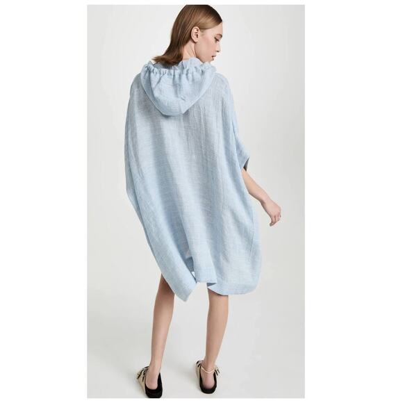 Lisa Marie Fernandez Women's Hooded Linen Blend Cover-Up Poncho Size 2 - Picture 2 of 11